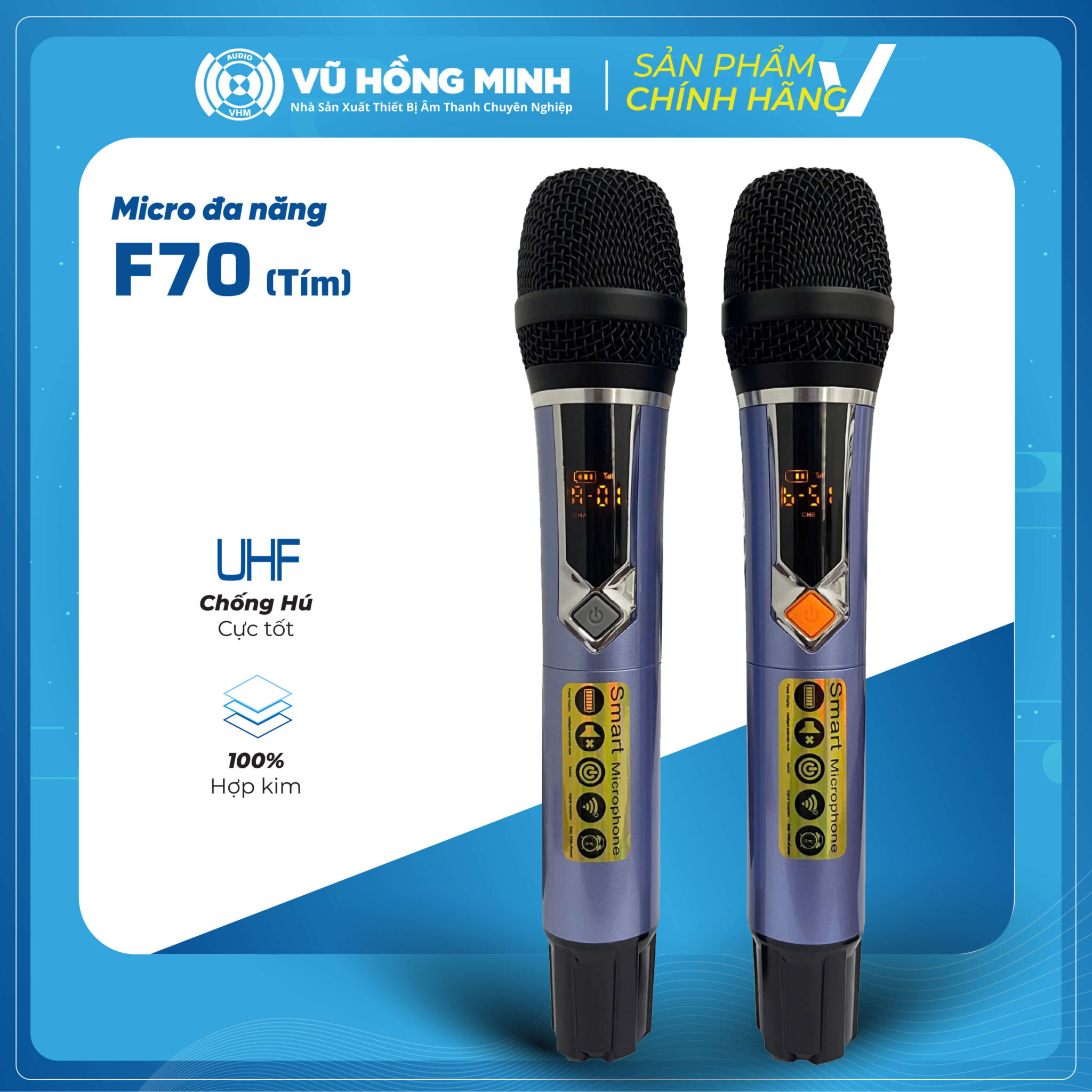 Micro Tim Micro Không Dây Đa Năng Model: F70 (màu tím) – VŨ HỒNG MINH