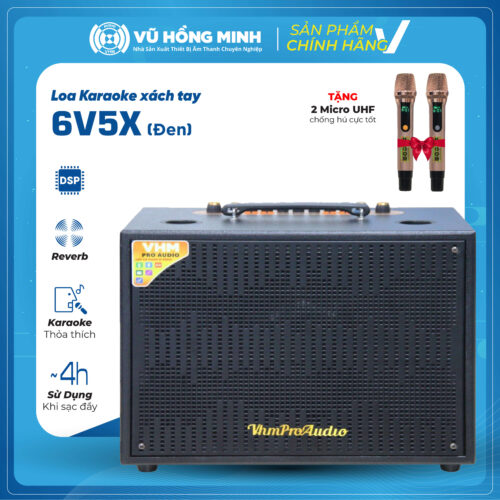 Loa Karaoke Xách Tay <br> Model: 6V5X <br> <span style="font-size: 0.7em; font-style: italic;">4 màu: đen/ nâu/ tím/ xanh</span>
