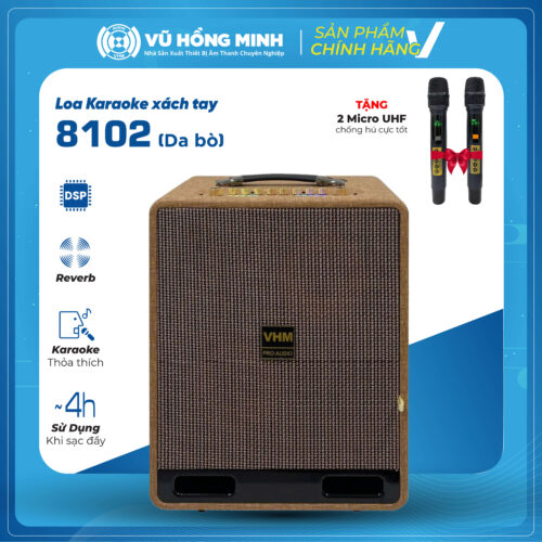 Loa Karaoke Xách Tay <br> Model: 8102 <br> <span style="font-size: 0.7em; font-style: italic;">3 màu: da bò/ nâu/ xanh</span>