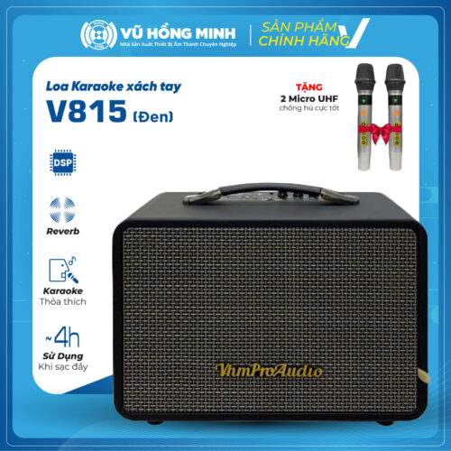 Loa Karaoke Xách Tay <br> Model: V815 <br> <span style="font-size: 0.7em; font-style: italic;">2 màu: đen/ da bò</span>