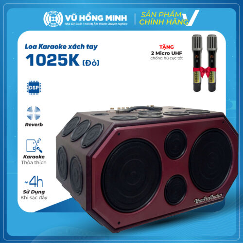 Loa Karaoke Xách Tay <br> Model: 1025K <br> <span style="font-size: 0.7em; font-style: italic;">3 màu: đỏ/ nâu/ xám</span>
