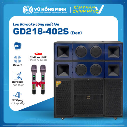 Loa Karaoke Công Suất Lớn <br> Model: GD218-402S <br> <span style="font-size: 0.7em; font-style: italic;"> 2 màu: đen/ xám</span>