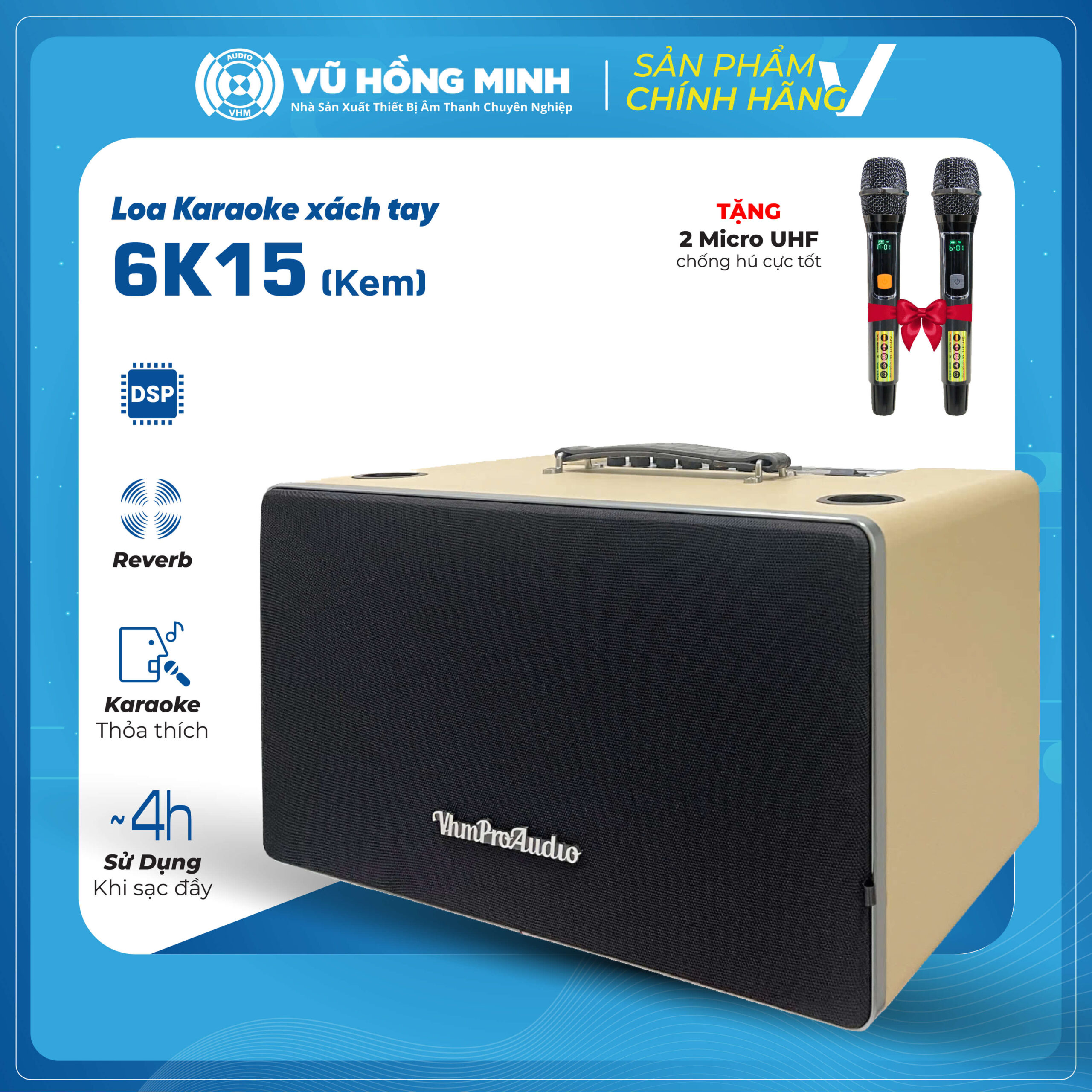 Loa Karaoke Xách Tay <br> Model: 6K15 <br> <span style="font-size: 0.7em; font-style: italic;">4 màu: kem/ xám/ xanh lý/ xanh xi măng</span> - Ảnh 5