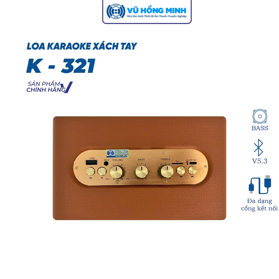 Loa Karaoke Xách Tay K-321, Màu Da Bò, Vũ Hồng Minh - Ảnh 4