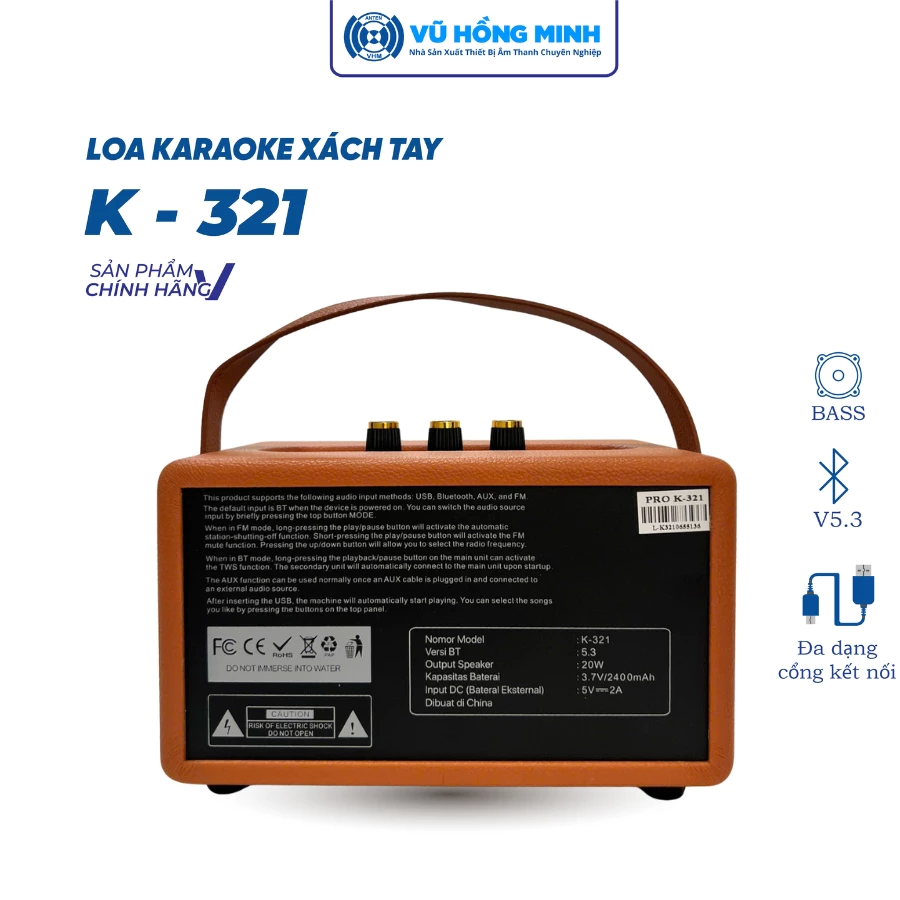 Loa Karaoke Xách Tay K-321, Màu Da Bò, Vũ Hồng Minh - Ảnh 6