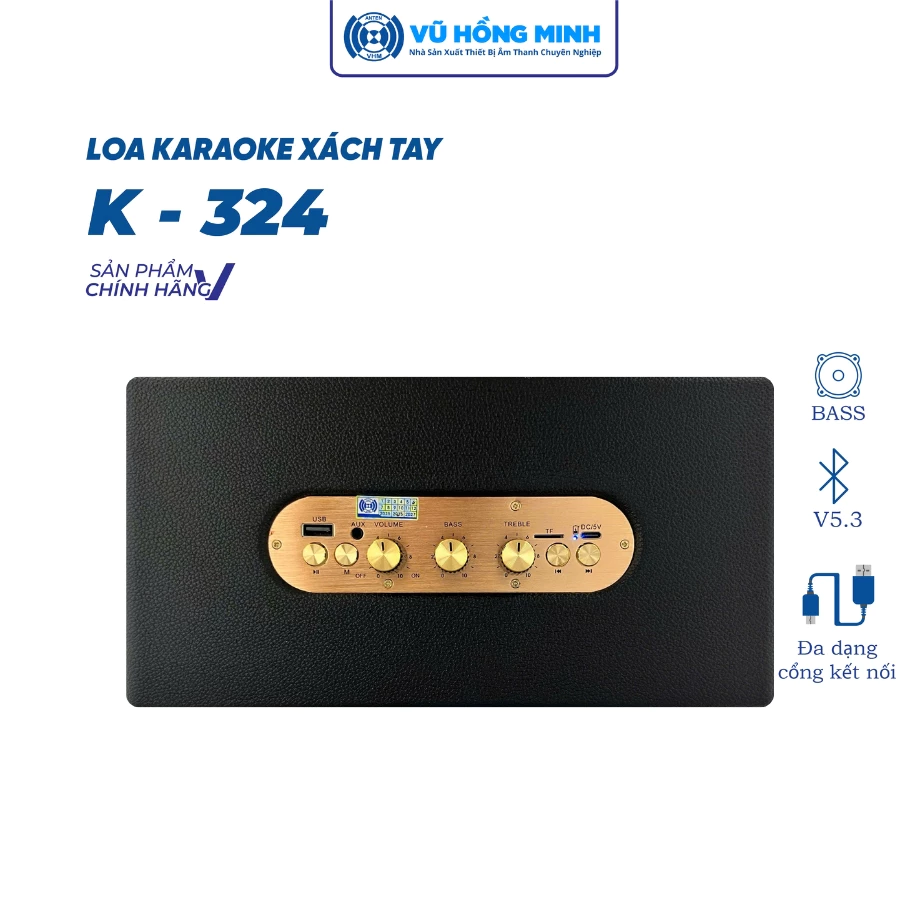Loa Karaoke Xách Tay K-324, Màu Đen, Vũ Hồng Minh - Ảnh 5